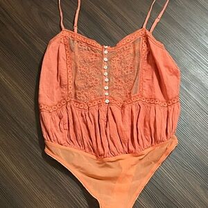 Free People Lace Body Suit | Salmon | Large